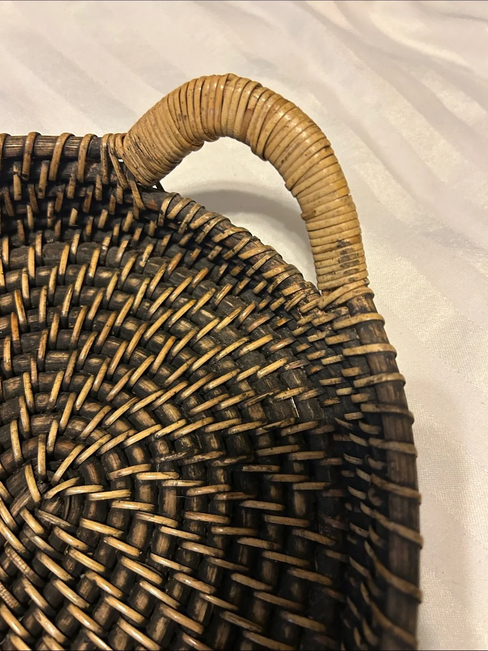 Natural Woven Oval Serving Tray - Brown